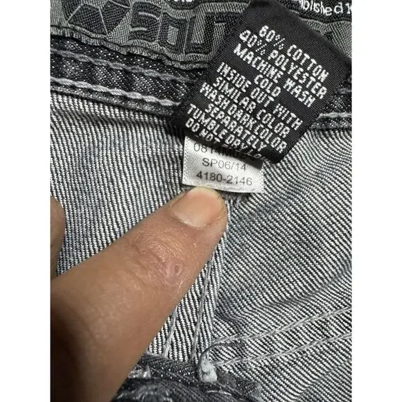 Southpole Jeans black grey Baggie Wide Leg Pants 30x30 Vintage Y2K Rare‎